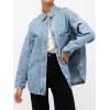 EMMIOL Women Denim Shirts Oversized Long Sleeve Button Down Blouse Distresse Jean Jacket Fall Outfits 2026(Blue)