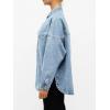 EMMIOL Women Denim Shirts Oversized Long Sleeve Button Down Blouse Distresse Jean Jacket Fall Outfits 2026(Blue)