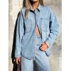 EMMIOL Women Denim Shirts Oversized Long Sleeve Button Down Blouse Distresse Jean Jacket Fall Outfits 2026(Blue)