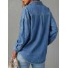 EMMIOL Women Denim Shirts Oversized Long Sleeve Button Down Blouse Distresse Jean Jacket Fall Outfits 2026(Dark Blue-thin)