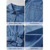 EMMIOL Women Denim Shirts Oversized Long Sleeve Button Down Blouse Distresse Jean Jacket Fall Outfits 2026(Dark Blue-thin)