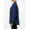 EMMIOL Women Denim Shirts Oversized Long Sleeve Button Down Blouse Distresse Jean Jacket Fall Outfits 2026(Deep Blue)