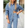 EMMIOL Women Denim Shirts Oversized Long Sleeve Button Down Blouse Distresse Jean Jacket Fall Outfits 2026(Light Blue)
