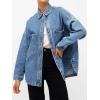 EMMIOL Women Denim Shirts Oversized Long Sleeve Button Down Blouse Distresse Jean Jacket Fall Outfits 2026(Light Blue)