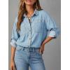 EMMIOL Women Denim Shirts Oversized Long Sleeve Button Down Blouse Distresse Jean Jacket Fall Outfits 2026(Light Blue-thin)