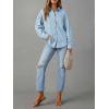 EMMIOL Women Denim Shirts Oversized Long Sleeve Button Down Blouse Distresse Jean Jacket Fall Outfits 2026(Light Blue-thin)