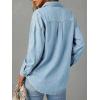 EMMIOL Women Denim Shirts Oversized Long Sleeve Button Down Blouse Distresse Jean Jacket Fall Outfits 2026(Light Blue-thin)
