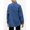 EMMIOL Women Denim Shirts Oversized Long Sleeve Button Down Blouse Distresse Jean Jacket Fall Outfits 2026(Mid Blue)