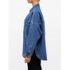 EMMIOL Women Denim Shirts Oversized Long Sleeve Button Down Blouse Distresse Jean Jacket Fall Outfits 2026(Mid Blue)