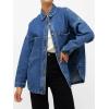 EMMIOL Women Denim Shirts Oversized Long Sleeve Button Down Blouse Distresse Jean Jacket Fall Outfits 2026(Mid Blue)