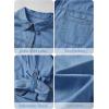EMMIOL Women Denim Shirts Oversized Long Sleeve Button Down Blouse Distresse Jean Jacket Fall Outfits 2026(Mid Blue-thin)