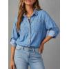 EMMIOL Women Denim Shirts Oversized Long Sleeve Button Down Blouse Distresse Jean Jacket Fall Outfits 2026(Mid Blue-thin)