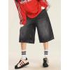 EMMIOL Women Jean Jorts Baggy Loose Fit Jean Shorts 2026 Summer Trendy Wide Leg Long Denim Shorts Y2K Clothes(Ab005-black)