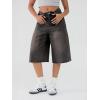 EMMIOL Women Jean Jorts Baggy Loose Fit Jean Shorts 2026 Summer Trendy Wide Leg Long Denim Shorts Y2K Clothes(Black)