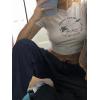 EMMIOL Y2K Baggy Nylon Track Pants Women High Waist Contrast Trousers(Blue)