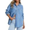 EMMIOL Women Denim Shirts Oversized Long Sleeve Button Down Blouse Distresse Jean Jacket Fall Outfits 2026(Mid Blue-thin)