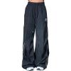 EMMIOL Y2K Baggy Nylon Track Pants Women High Waist Contrast Trousers(Blue1)