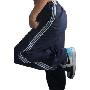 EMMIOL Y2K Baggy Nylon Track Pants Women High Waist Contrast Trousers(Blue)