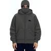 EMMIOL Balaclava Oversized Full Zip Hoodie With Built-In Wind Proof Mask Long Sleeve Pullover Sweatshirt With Pocket(A-dark Grey)