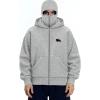 EMMIOL Balaclava Oversized Full Zip Hoodie With Built-In Wind Proof Mask Long Sleeve Pullover Sweatshirt With Pocket(A-light Grey)