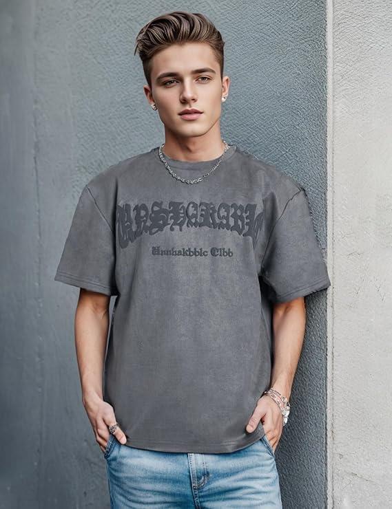 image:imageEMMIOL Oversized Graphic Tshirts for Men Y2k Vintage Tees Streetwear Baggy Cotton Shirts Casual Tops 2025 Grey 3XL