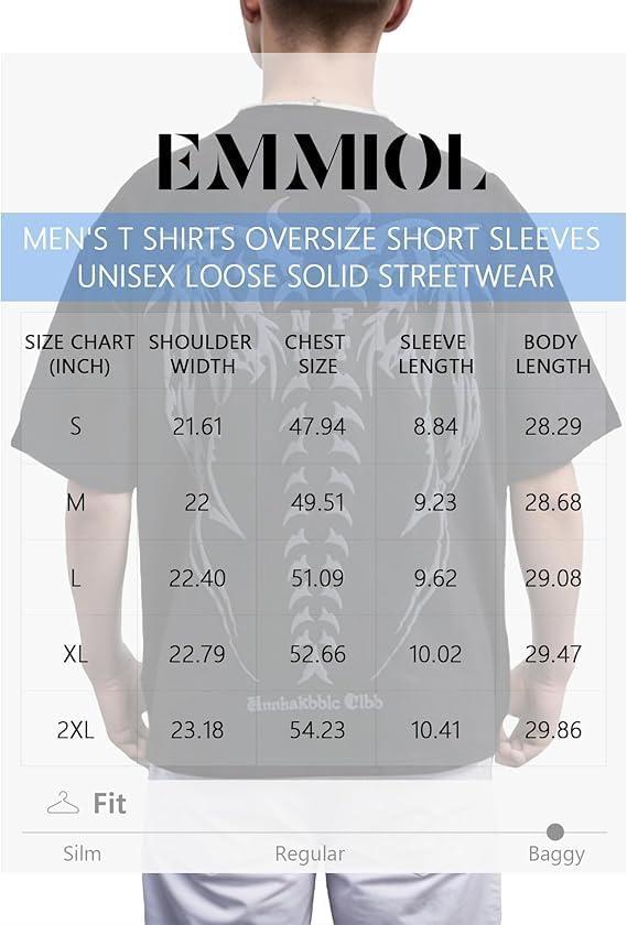 image:imageEMMIOL Oversized Graphic Tshirts for Men Y2k Vintage Tees Streetwear Baggy Cotton Shirts Casual Tops 2025 Grey 3XL