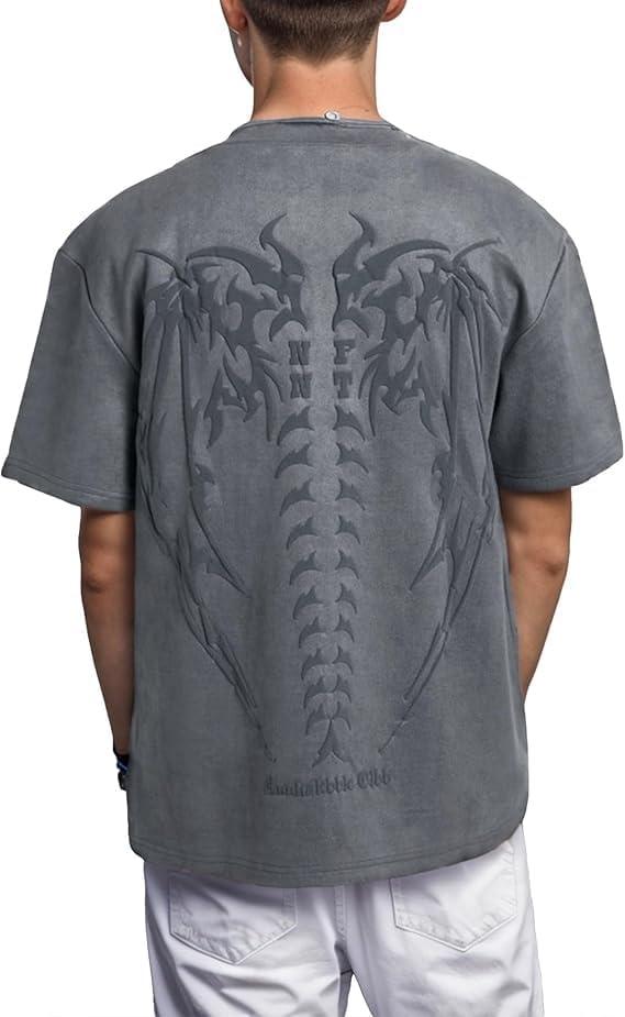 image:imageEMMIOL Oversized Graphic Tshirts for Men Y2k Vintage Tees Streetwear Baggy Cotton Shirts Casual Tops 2025 Grey XXL