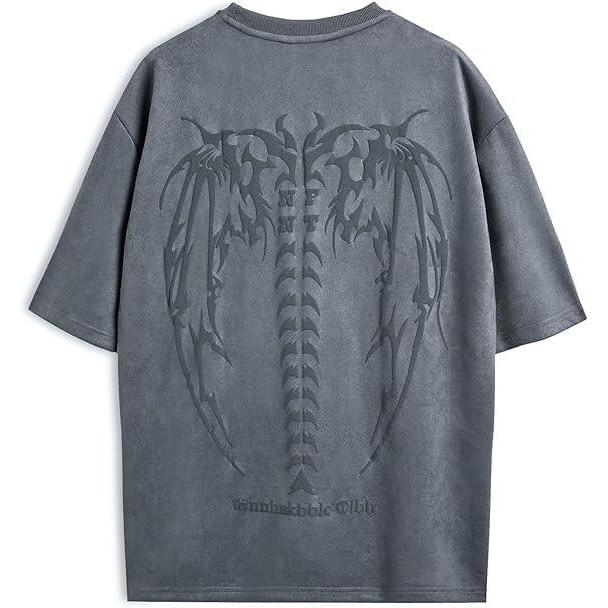 image:imageEMMIOL Oversized Graphic Tshirts for Men Y2k Vintage Tees Streetwear Baggy Cotton Shirts Casual Tops 2025 Grey 3XL