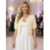 Cardigan for Women Short Puff Sleeve Button Down Cardigans Trendy Lightweight Crew Neck Knit Tops Bolero Shrug(Apricot)