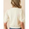 Cardigan for Women Short Puff Sleeve Button Down Cardigans Trendy Lightweight Crew Neck Knit Tops Bolero Shrug(Apricot)