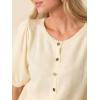 Cardigan for Women Short Puff Sleeve Button Down Cardigans Trendy Lightweight Crew Neck Knit Tops Bolero Shrug(Apricot)