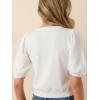 Cardigan for Women Short Puff Sleeve Button Down Cardigans Trendy Lightweight Crew Neck Knit Tops Bolero Shrug(White)