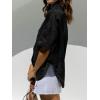 EMMIOL Women Denim Shirts Oversized Long Sleeve Button Down Blouse Distresse Jean Jacket Fall Outfits 2026(Black-short Sleeve)