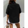 EMMIOL Women Denim Shirts Oversized Long Sleeve Button Down Blouse Distresse Jean Jacket Fall Outfits 2026(Black-short Sleeve)