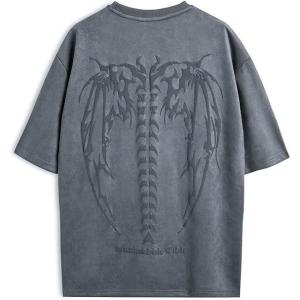 EMMIOL Oversized Graphic Tshirts for Men Y2k Vintage Tees Streetwear Baggy Cotton Shirts Casual Tops 2025 Grey 3XL