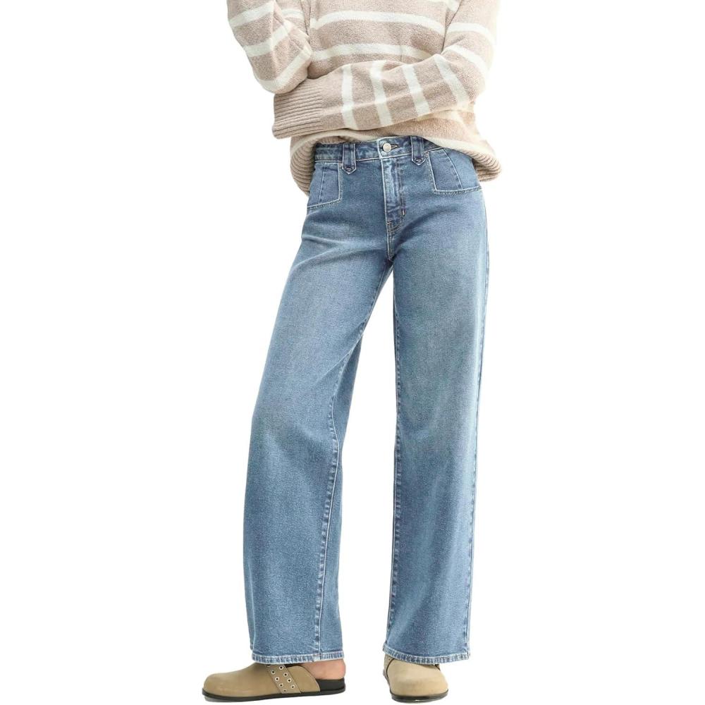 image:imageEMMIOL 047 Mid Rise Straight Leg Womens Baggy Jeans Y2K Boyfriend Wide Leg Cute Trendy Loose Fit Denim Pants Stretch047vintage Blue