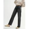 EMMIOL 047 Mid Rise Straight Leg Womens Baggy Jeans, Y2K Boyfriend Wide Leg Cute Trendy Loose Fit Denim Pants Stretch(047-black 2)