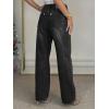 EMMIOL 2026 Women’s Mid High Waisted Wide Leg Jeans Rivet Y2K Baggy Jeans Trendy Loose Straight Denim Pants with Pockets(Bb001-black)
