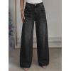 EMMIOL 2026 Women’s Mid High Waisted Wide Leg Jeans Rivet Y2K Baggy Jeans Trendy Loose Straight Denim Pants with Pockets(Bb001-black)