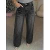 EMMIOL 2026 Women’s Mid High Waisted Wide Leg Jeans Rivet Y2K Baggy Jeans Trendy Loose Straight Denim Pants with Pockets(Bb001-black)