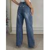 EMMIOL 2026 Women’s Mid High Waisted Wide Leg Jeans Rivet Y2K Baggy Jeans Trendy Loose Straight Denim Pants with Pockets(Bb001-dark Blue)