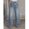 EMMIOL 2026 Women’s Mid High Waisted Wide Leg Jeans Rivet Y2K Baggy Jeans Trendy Loose Straight Denim Pants with Pockets(Bb001-light Blue)