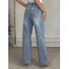 EMMIOL 2026 Women’s Mid High Waisted Wide Leg Jeans Rivet Y2K Baggy Jeans Trendy Loose Straight Denim Pants with Pockets(Bb001-light Blue)