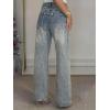 EMMIOL 2026 Women’s Mid High Waisted Wide Leg Jeans Rivet Y2K Baggy Jeans Trendy Loose Straight Denim Pants with Pockets(Bb001-retro Blue)