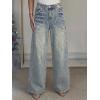 EMMIOL 2026 Women’s Mid High Waisted Wide Leg Jeans Rivet Y2K Baggy Jeans Trendy Loose Straight Denim Pants with Pockets(Bb001-retro Blue)