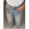 EMMIOL 2026 Women’s Mid High Waisted Wide Leg Jeans Rivet Y2K Baggy Jeans Trendy Loose Straight Denim Pants with Pockets(Bb001-retro Blue)