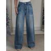 EMMIOL 2026 Women’s Mid High Waisted Wide Leg Jeans Rivet Y2K Baggy Jeans Trendy Loose Straight Denim Pants with Pockets(Bb002-blue)