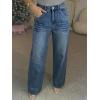 EMMIOL 2026 Women’s Mid High Waisted Wide Leg Jeans Rivet Y2K Baggy Jeans Trendy Loose Straight Denim Pants with Pockets(Bb002-blue)