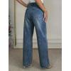EMMIOL 2026 Women’s Mid High Waisted Wide Leg Jeans Rivet Y2K Baggy Jeans Trendy Loose Straight Denim Pants with Pockets(Bb002-blue)