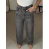 EMMIOL 2026 Women’s Mid High Waisted Wide Leg Jeans Rivet Y2K Baggy Jeans Trendy Loose Straight Denim Pants with Pockets(Bb002-gray Black)